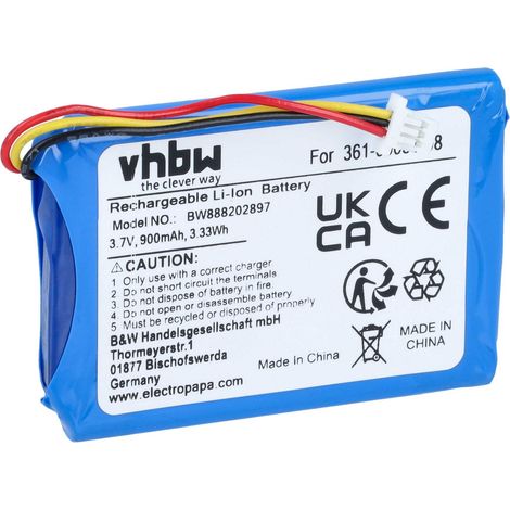 vhbw Akku Ersatz für Garmin 361-00056-08 für GPS Navigation Navi (900mAh, 3,7V, Li-Ion) (1/5)