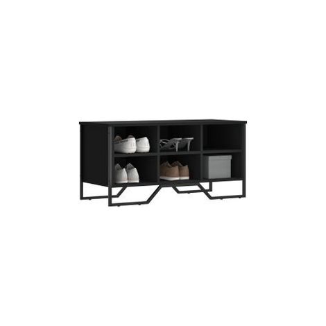 Armoire à chaussures noir 90x38x45,5 bois d'ingénierie (1/5)