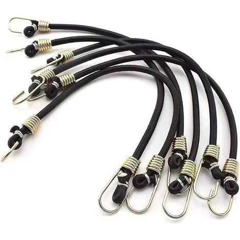 Tendeur Elastique Anti-Rupture avec Crochet Antirouille, Lot de 20 Sandows en Caoutchouc Haute Résistance, Corde Elastique 4 Couleurs pour Fixation Vélo, Bâche, Remorque, Camping (1/2)