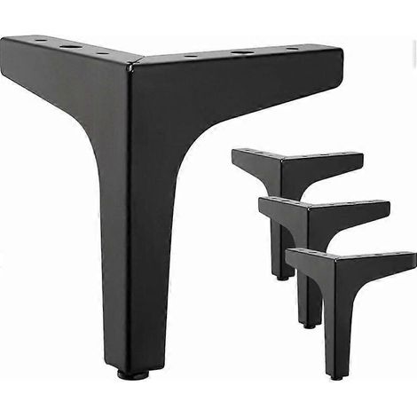 Ensemble de 4 pieds de meubles en métal noir, 10 cm, convenant aux armoires, canapés, tables basses, meubles TV et autres pieds de meubles. (1/5)