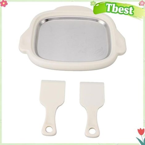 Tbest machine à yaourt au riz frit Machine à frire la glace avec 2 pelles, plaque en acier inoxydable culinaires accessoire (1/5)