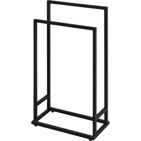 Porte-serviettes sur pied en fer forgé noir – double couche – dimensions 40,9 x 21 x 76,5 cm – convient à une utilisation dans la salle de bain. (1/5)