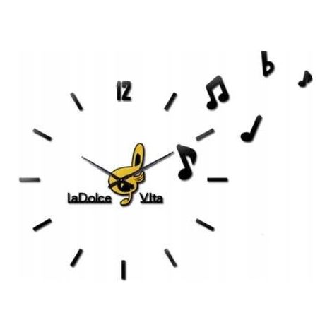 Orologio da parete 3D nero fai-da-te con note musicali, grande, silenzioso, moderno, decorazione (1/3)