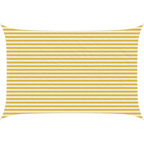 Sunshade Sail Yellow and White 3 x 4 m HDPE vidaXL