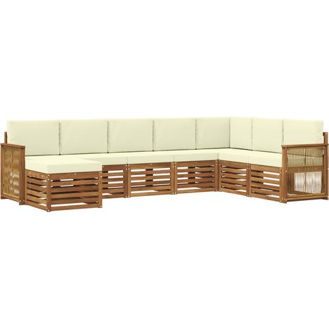 Set di divani da esterno con cuscino 6 pcs Naturale e Crema vidaXL (1/5)