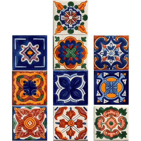 Lot De 10 Autocollants Adhésifs Carrelage Style Marocain, Plastique Auto-adhésif, Dimensions 20x20 Cm, Décor Mural Intérieur Cuisine Et Salle De Bain, Rénovation Facile Et Solide (1/5)