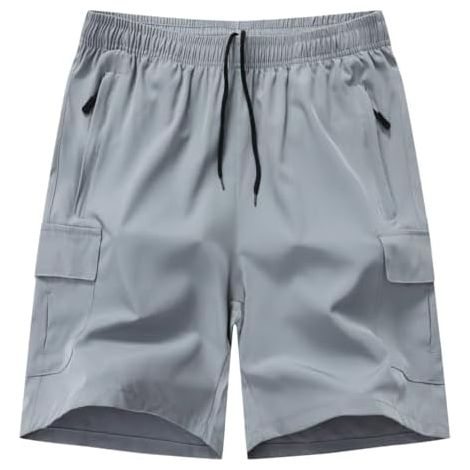 Shorts De Randonnée - Taille Élastique Avec Cordon De Serrage Intérieur - Tissu Rapide Séchage Et Protection UV UPF 50+ - Poches Zippées Et Cargo - Pour Homme - Lot De 1 (1/3)