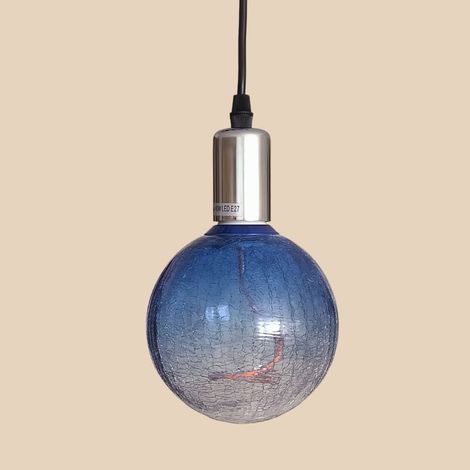 Lampadina LED globo 3,5W E27 1800K effetto crackle blu - Luce ambra calda
