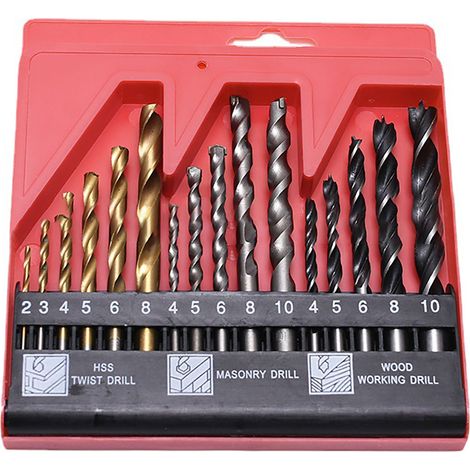 Kit de 16 forets à métaux et ciment en acier rapide (HSS) pour le travail du bois, de la maçonnerie et du travail du bois. Accessoires pour outils électriques (1/5)