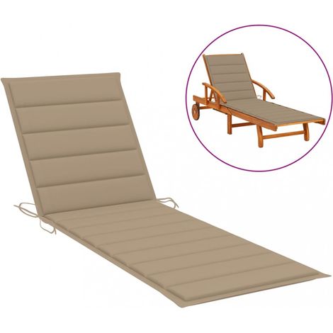 vidaXL Sun Lounger Cushion Taupe 200x70x3cm Oxford Fabric (1/5)