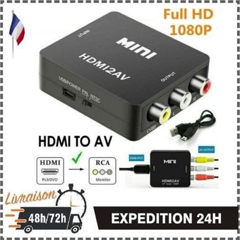 Mini HDMI VERS RCA AV / CVSB L / R HD 1080p VG A2HDMI + Cable Adapter (1/4)