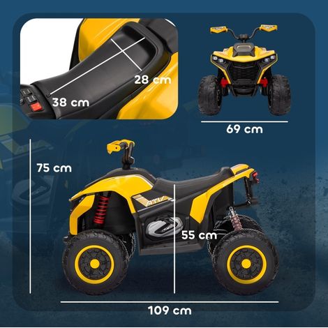 Elektrisches Kinder-Quad 3–6 km/h mit LED, Musik und USB, gelb HAVRYA (1/2)