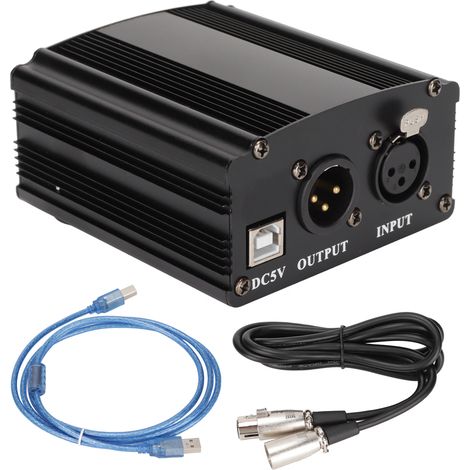 Alimentation Fantôme 48V 1 Canal pour Micro Condenseur avec Câble XLR 3 Broches et USB (1/5)