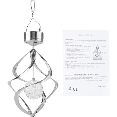 Lumière éolienne à LED à énergie Solaire Colorée, Lampe à Spinner Suspendue Durable pour Décoration de Jardin avec Panneau Solaire Interne et Batterie Rechargeable (1/5)
