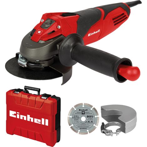 [Ancienne version] Einhell Meuleuse d'angle Ø125mm TE-AG 125/750 Kit (750 W, Longueur du câble : 3 m) Livré en coffret avec poignée supplémentaire, clé à bride, disque à tronçonner diamant