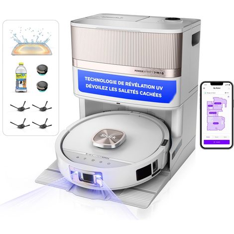 Robot aspirateur et nettoyeur, station de charge auto-vidante, filtration HEPA anti-allergène, tampon auto-nettoyant et séchant, blanc AV3020XEEUWH (1/5)