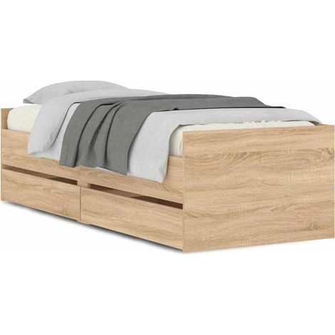 Maison Exclusive - Bett mit Schubladen Sonoma-Eiche 75x190 cm