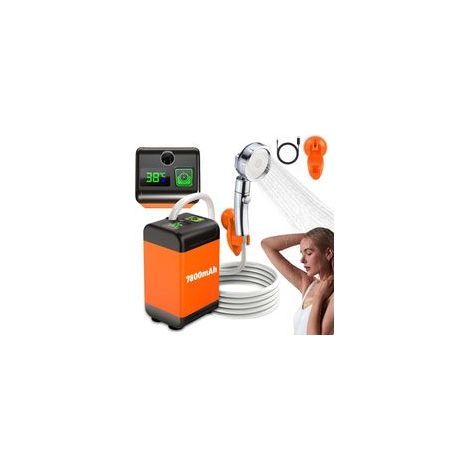 Tragbare Campingdusche mit wiederaufladbarer elektrischer Duschpumpe (7800 mAh) inklusive Schlauch und intelligenter Wassertemperatur- und Druckregelung (1/5)