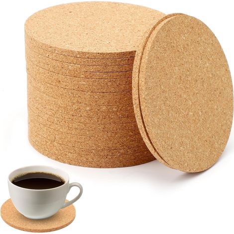 Lot de 20 Dessous de Verre en Liège, 10 cm DM 4 mm Dessous de Verre Liege Rond sous Verre Lieges Réutilisables et Absorbants Dessous de Plat Lieges sous Tasse pour la Maison Bureau Bar et Restaurants (1/5)