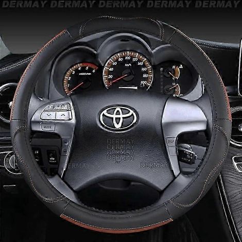 Housse de volant en cuir véritable pour Toyota Hilux Pickup (1968-2023), style sport, couleur marron. (1/4)