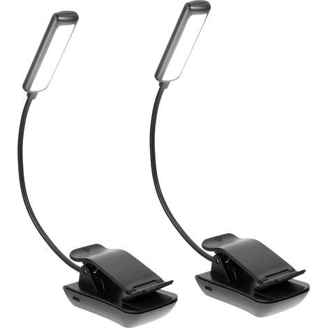 Lampe de Lecture Rechargeable LED à Clipser Noire 2 Pièces (1/5)