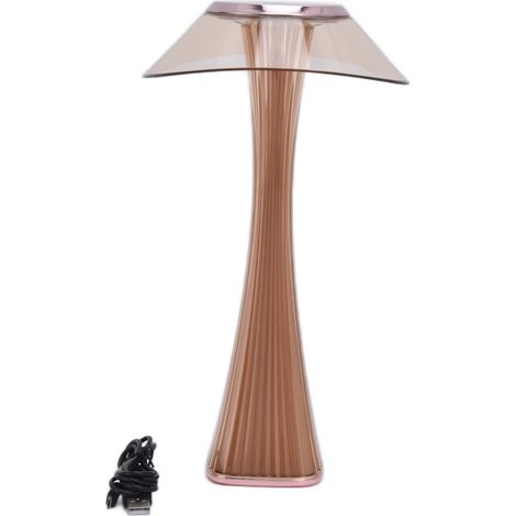 Lampe de table LED compacte à intensité variable, lampe de lecture tactile, chargement USB, lampe décorative, or rose 2784384 (1/5)