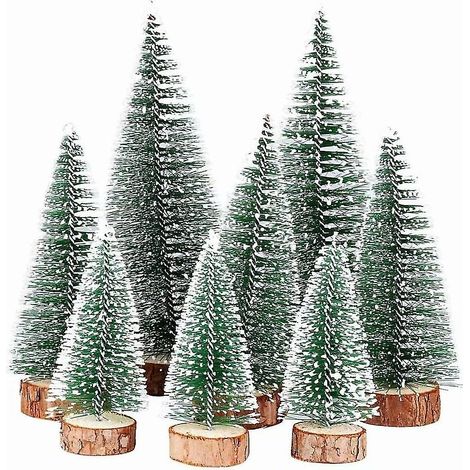 Décoration de Noël, 8 pièces, 3 tailles de mini sapins miniatures artificiels verts, petites décorations de Noël (1/5)