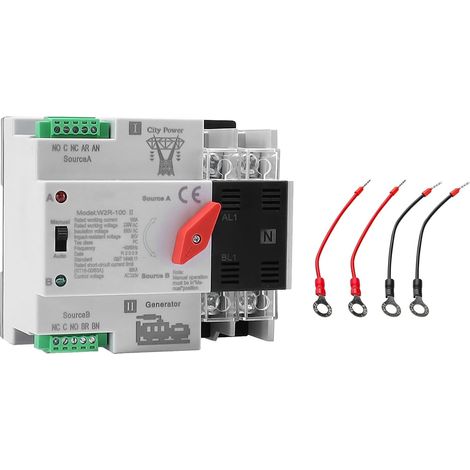 Automatischer/Manueller Umschalter (100 A, 110 V Wechselstrom), 2-polig, 50/60 Hz, 2-poliger 100-A-Mini-ATS-Solar-Doppelleistungsschalter für Hausgeneratoren, DIN-Schienenmontage (1/5)