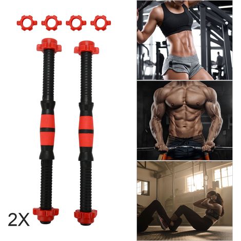 Trintion Universal Dumbbell Bars 15.7 Inches - Set of 2 - Strength Training and Fitness Equipment with Collars for Sports Gym Dumbbell Bar (1/5)