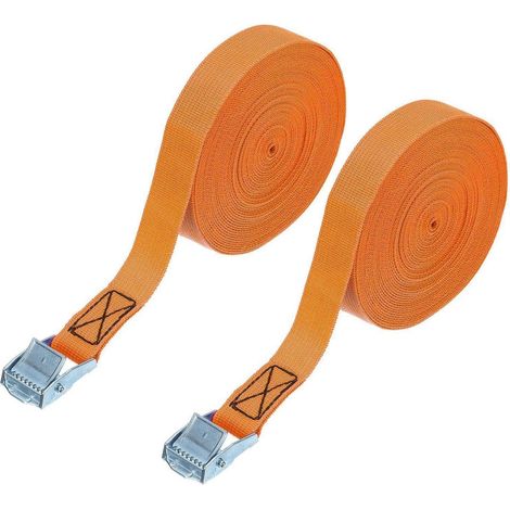 2x Spanngurte 9m mit Schnallen, 250kg Tragkraft, Orange