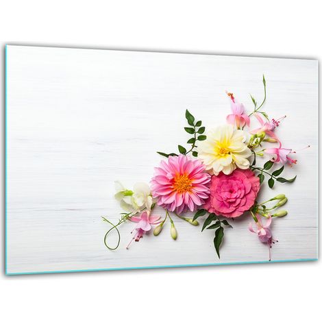 Tagliere in vetro temperato 30x22 cm con decorazioni floreali (1/5)