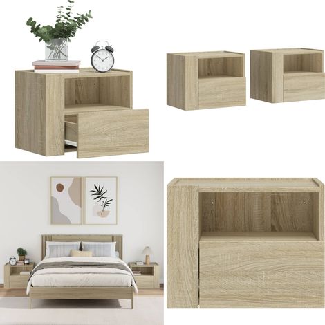 Wand-Nachttische 2 Stk. Sonoma-Eiche 45x30x35 cm - Wandregal - Holzschrank - Nachtkästchen - Möbelstück - Wohnraumgestaltung - Home & Living (1/5)