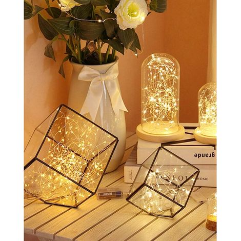 Guirlande Lumineuse, Girlande de Lumière 5M 50LED Guirlandes Lumineuses Piles Mini Led Intérieur pour Chambre Noël Mariage Soirée Maison Jardin, Blanc Chaud (1PCS) (1/5)