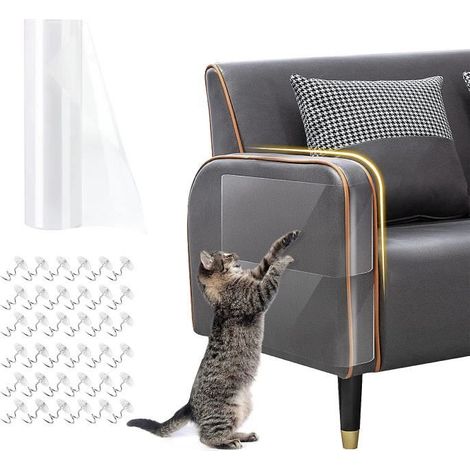 Protection Canape Chat Anti Griffe Canapé Protege Canape Griffe Chat pour Meubles Porte Mur Canapé Tapis, 20x300cm avec 30 vis (1/4)