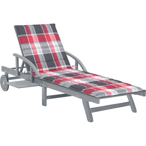 Chaise longue de jardin avec coussin Bois d'acacia solide