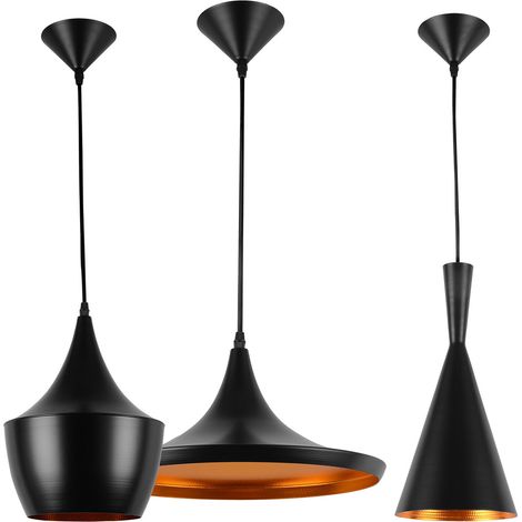 Pack of 3 Pendant Ceiling Lamps - Industrial Design - Extensive Black