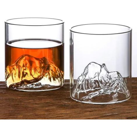 Lot de 2 verres à whisky japonais en cristal pour whisky, cognac, martini, cocktail, rhum, bière (transparent), RY-24022902 (1/5)
