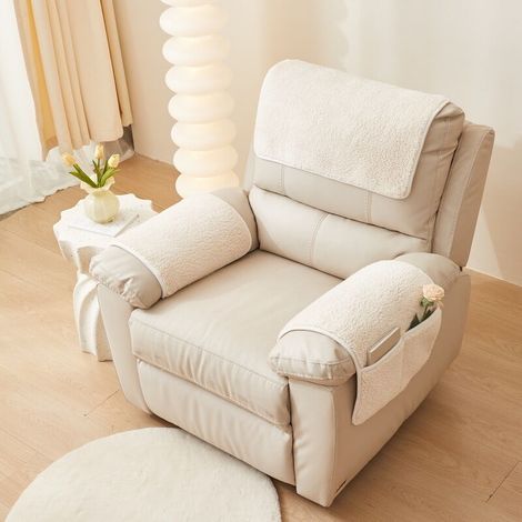Housse d'accoudoir, protection pour fauteuil inclinable, pochette de rangement latérale, housse extensible pour accoudoir de fauteuil inclinable, fauteuil, canapé (beige, 1 place (3 pièces)) (1/4)