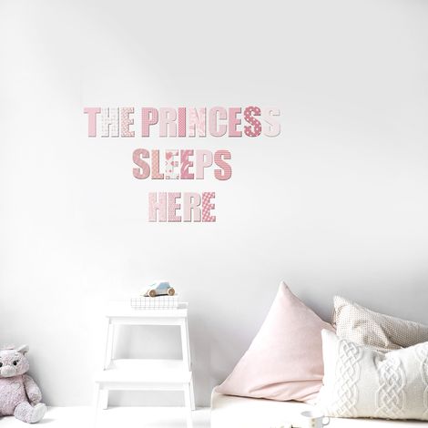 Sticker autocollant décoratif pour enfant, citation "Dors ici, princesse", 24 cm X 68 cm (1/4)
