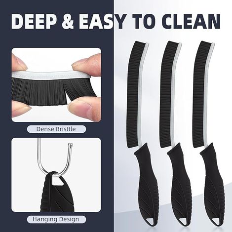3 Pièces Brosse Nettoyage Salle de Bain - Noir Brosse de Nettoyage des Interstices - Brosse a Joint Carrelage pour Cuisine Maison Douche Fenetre (1/5)
