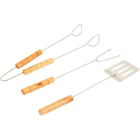 Ensemble barbecue 3 pièces, spatule, pince et fourchette en acier inoxydable, kit d'accessoires de cuisine, activités de camping - AquaForge (1/3)