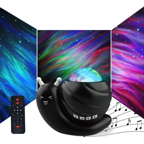 Lampe de nuit enceinte Bluetooth, projecteur ciel étoilé escargot, cadeau original chambre, projecteur aurore boréale, lampe ambiance, musique relaxante, tous âges (1/3)