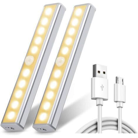 Set of 2 10 LED Lamps, Wireless, USB Rechargeable, Magnetized, Motion Sensor, 2 Lighting Modes (1/5)