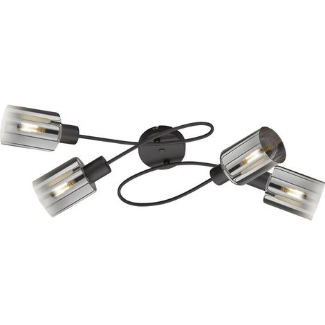 Plafonnier salon spot de plafond métal noir 4 lampes L 79 cm (1/4)