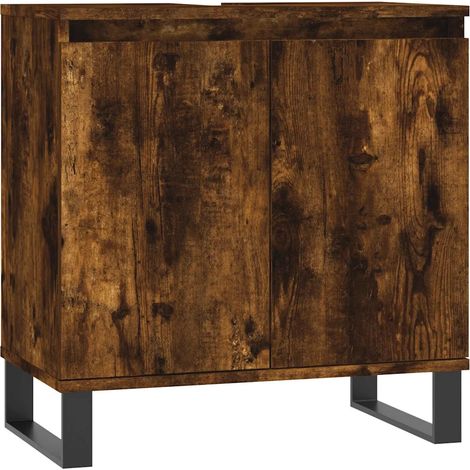 Armoire de salle de bain moderne avec rangement 58 x 33 x 60 cm style industriel en bois d'ingénierie chêne fumé (1/5)