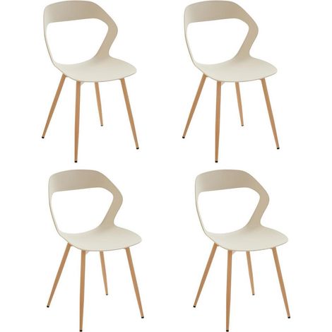 4er Set Esszimmerstühle Khaki mit Holzoptik Metallbeinen, Hohlrücken (1/5)
