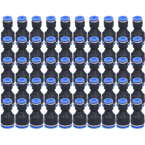 50 raccords réducteurs pneumatiques, raccords droits pour tuyaux d'air P10-6