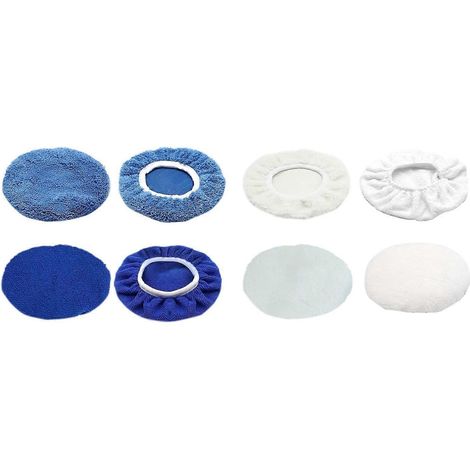 Ensemble de 8 tampons de polissage avec housse en microfibre de coton corail pour voitures de 6 pouces