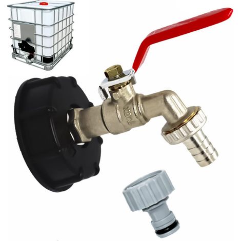 Robinet Cuve 1000L S60X6 IBC Raccord Robinet avec raccord de tuyau 1/2" , adaptateur de réservoir de vidange, pour robinet de jardin, pour d'adaptateur de cuve (1 pièce)