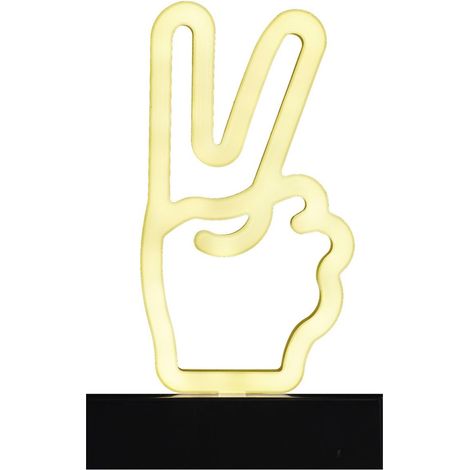 Lampe LED Effet Néon "Peace" 21cm Blanc (1/4)